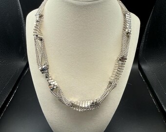 Silver Multi-Chain & Mesh Disco Ball Necklace