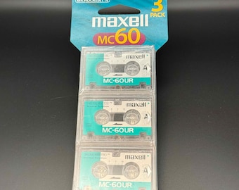 Maxell MC-60 Microcassette 3-Pack | Vintage Blank Microcassettes | MC-60UR | New Old Stock