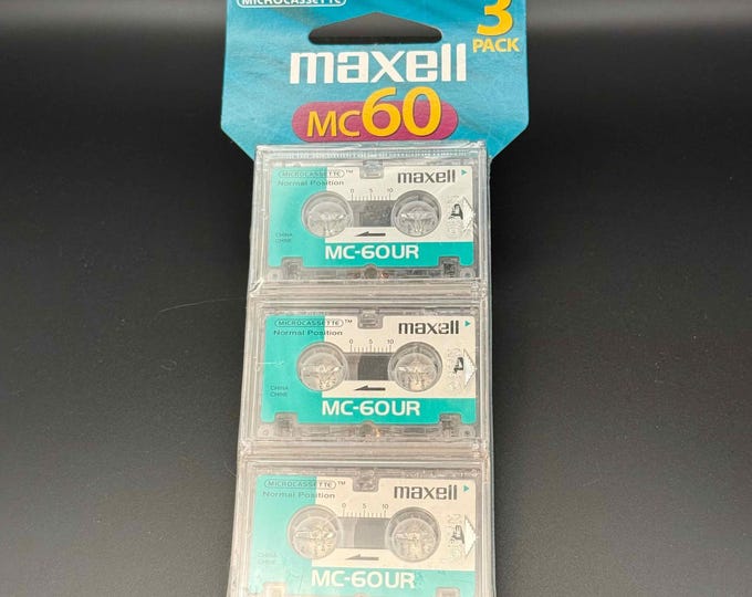 Maxell MC-60 Microcassette 3-Pack | Vintage Blank Microcassettes | MC-60UR | New Old Stock