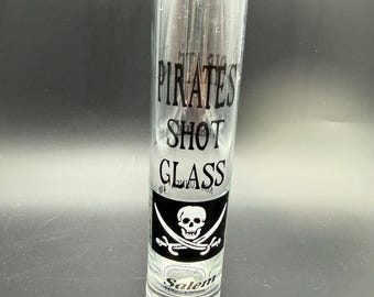 Salem Massachusetts Pirate Shot Glass Tall Shooter 8 oz Skull Crossbones Barware Souvenir