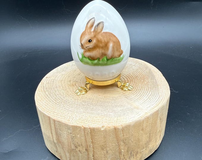 Vintage Goebel Bunny Egg Vase – West Germany Porcelain Easter Egg Bud Vase – Miniature Rabbit Spring Decor