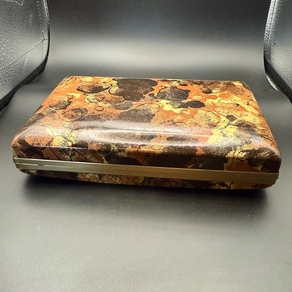 Vintage MELE Jewelry Box – Mid-Century Mottled Hard Case Ring Box