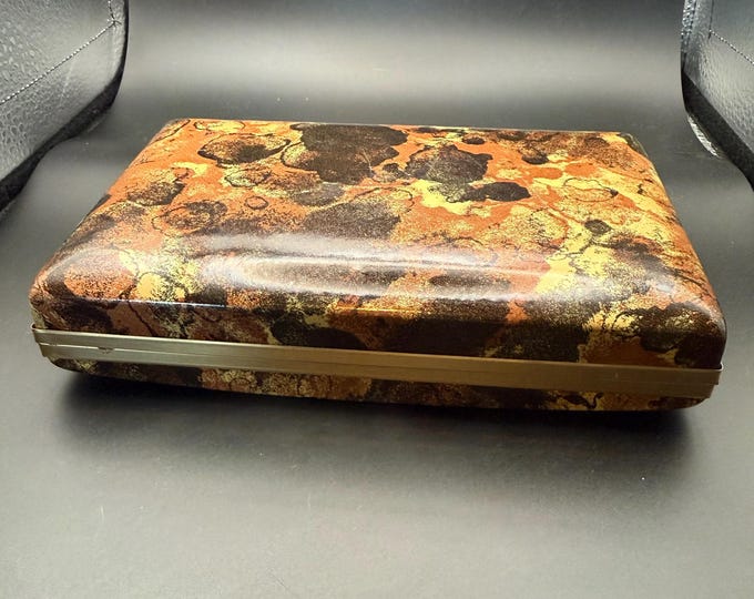 Vintage MELE Jewelry Box – Mid-Century Mottled Hard Case Ring Box