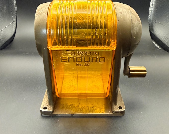 Vintage Dixon Enduro No. 20 Pencil Sharpener – Amber Lucite – Industrial Desk Decor