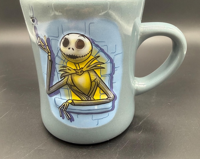 Disney Store Jack Skellington Coffee Mug The Nightmare Before Christmas Blue Stoneware Made in Thailand