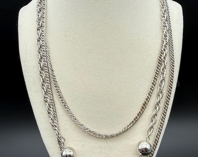 Vintage Silver Tone Layered Necklace