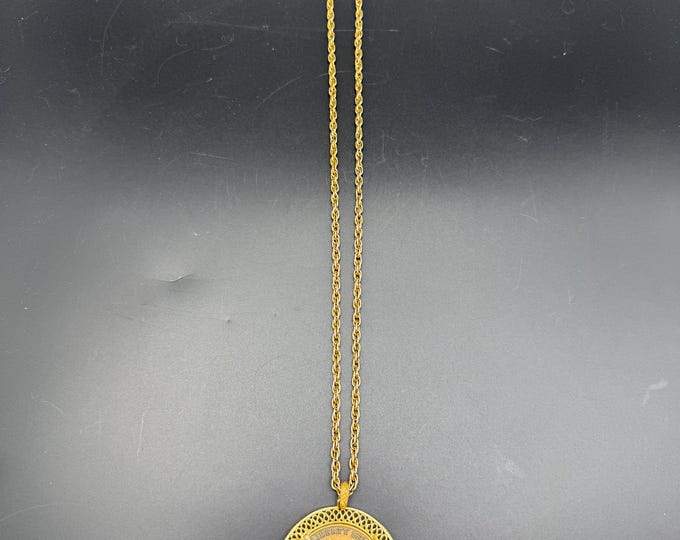 Vintage Liberty Bell Bicentennial Necklace – 1776–1976 Gold Tone Medallion