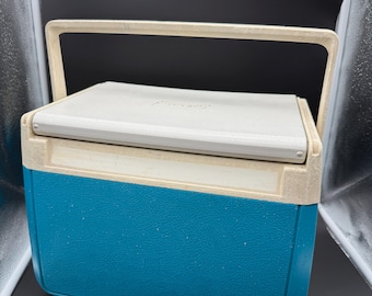 Vintage Coleman Blue & White Hard Plastic Cooler