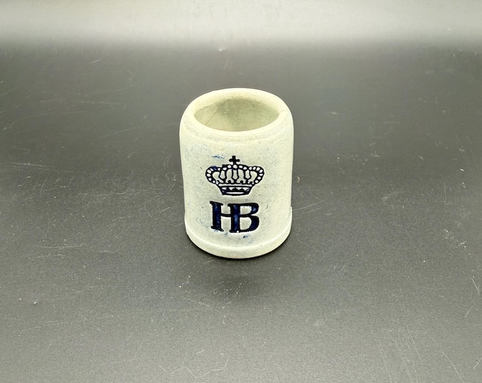Vintage HB Mini Beer Stein | Hofbräuhaus Souvenir Mug | German Stoneware Shot Mug | Crown Logo