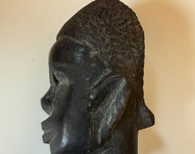 Hand Carved Ebony Figure | Tanzania African Sculpture | Mid Century Tribal Style Statue | Vintage Folk Art