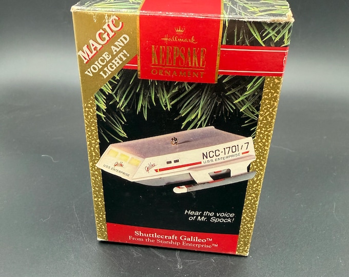 Vintage 1992 Hallmark Star Trek Shuttlecraft Galileo Ornament Mr Spock Voice Light Original Box