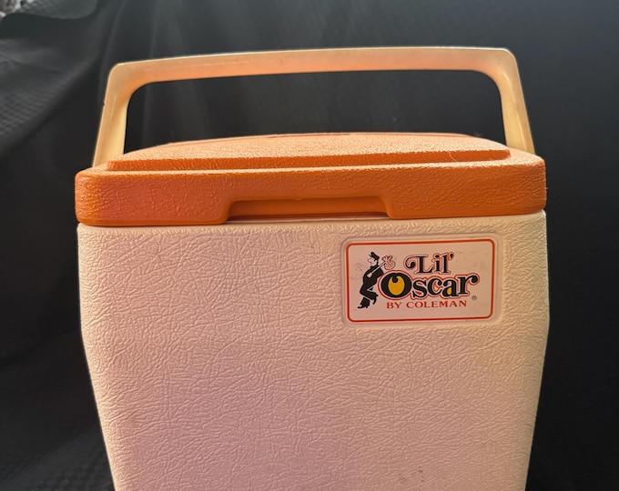 Vintage Coleman “Lil’ Oscar” Cooler – Orange & White – Retro Picnic / Lunch Box