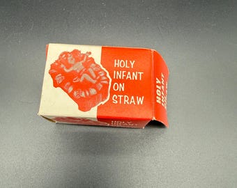 Vintage Holy Infant on Straw Figurine with Original Box