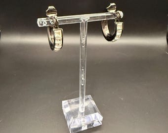 Authentic YSL Clip-On Hoop Earrings – Vintage Yves Saint Laurent Textured Gunmetal Hoops