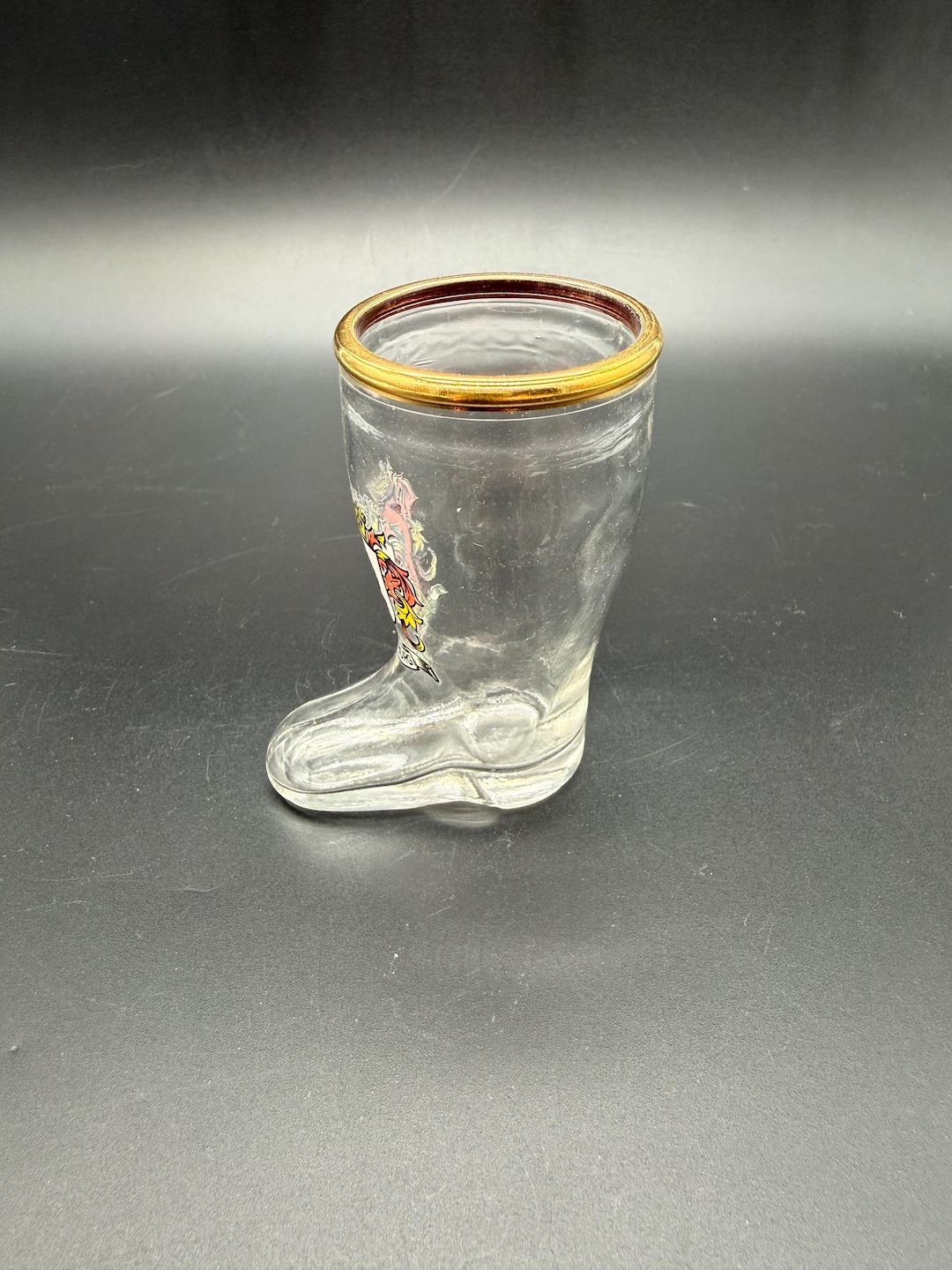Vintage Glass Boot Beer Shot Glass | Augsburg Germany Crest | Gold Rim ...