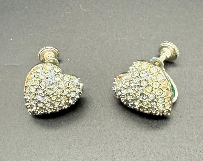 Vintage Rhinestone Screw Back Earrings | Set of 2 Pairs | Clear Crystal Cluster Earrings