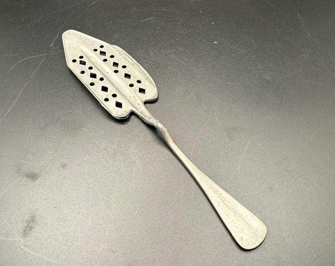 Antique Absinthe Spoon – Pierced Sugar Spoon, Late 1800s–Early 1900s, Ornate Slotted Absinthe Ladle, Barware Collectible