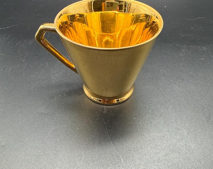 Vintage 22 Karat Gold Finish Teacup Mid Century Gold Cup Hollywood Regency Demitasse Cup Gold Gilt Porcelain