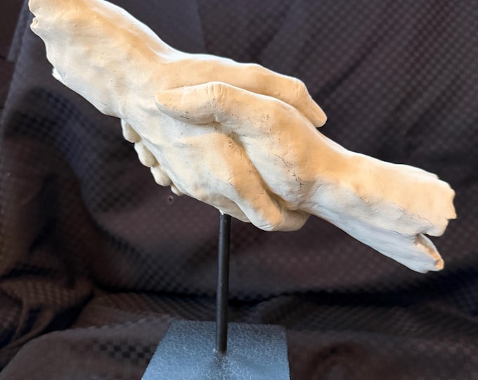 Sculptural Hand Art Object | Cast Hand on Metal Stand | 2005 Modern Gothic Decor | Curiosity Display