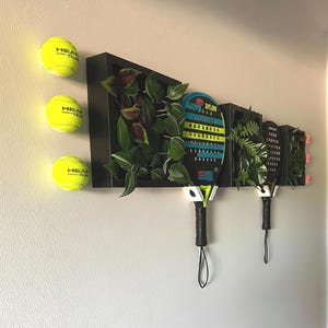 Padel Racket Wall Mount 3D Printed – Racket & Ball Holder Set, Easy Assembly, Includes Nails