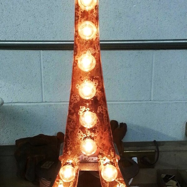 Vintage Metal Letter light Eiffel Tower sign Marquee wedding Industrial