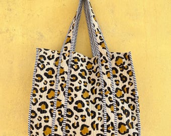 Quilted Tote Bag, Winter Style Tote Bag, Handprint Cotton Bag, Shopping Handbag, Grocery Tote Bag, Christmas Gift