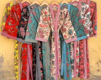 Indischer Brautdruck Baumwolle Kimono Roben Schöne Baumwolle Kimono Brautjungfer Geschenke Bestseller
