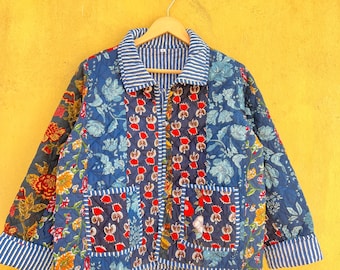 Patchwork Cotton Quilted Jacket Reversible Short Jacket For Women’s Boho New Style Winter Wear Coat