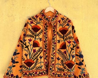 New Suzani Hand Embroidery Jacket, Women's Quilted Jacket Coat, Tnt Suzani Jacket, Vintage Wear Coat's