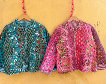 Indian Handmade Patchwork Cotton Quilted Jacket, Reversible Women's Boho Coat, New Style Cotton Quilted Jacket, Gift For Her