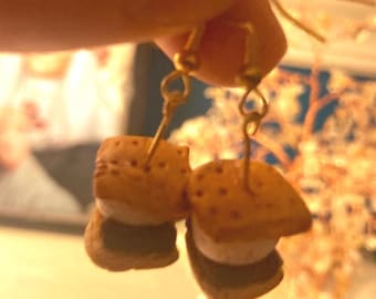 Polymer Clay Cluster Earrings 1/2 Inch Campfire S'mores