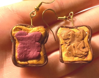 Pendientes Cutesy Kids PB&J, pendientes de arcilla polimérica de 2,5 cm (1 pulgada)