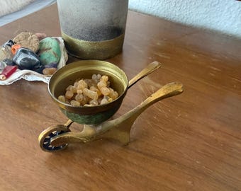 Brass Wheelbarrow Trinket or Incense Holder | Midcentury Decor