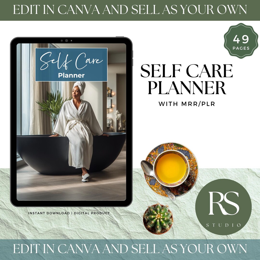 Editable Self Care Planner | Canva Template, MRR/PLR (49 Pages) - Etsy