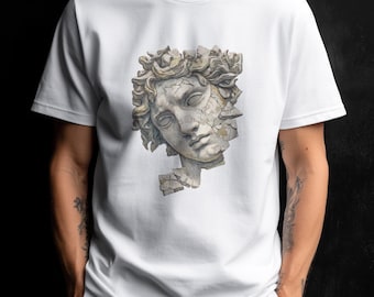 Camiseta unisex con cabeza de estatua clásica rota / Camiseta de arte de escultura antigua