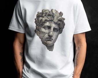 Camiseta con busto clásico fragmentado / Camiseta de arte de escultura antigua