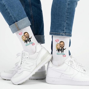 Personalisierte Socken mit Gesicht im Comic Stil für Paare, Lustige Foto Big Heads Valentinstagsgeschenk, Paar Geschenk