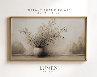 Olive Branches Still Life Frame TV Art, Neutral Vintage Painting (Digital Download 4K 3840x2160)