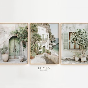Italy Coastal Village Print Set of 3, Mediterranean Architecture (Digital Download Printable Wall Art)