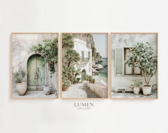 Italy Coastal Village Print Set of 3, Mediterranean Architecture (Digital Download Printable Wall Art)