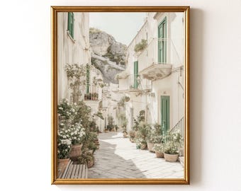 Italy Village Print, Mediterranean Italian Art (Digital Download Printable Wall Art)