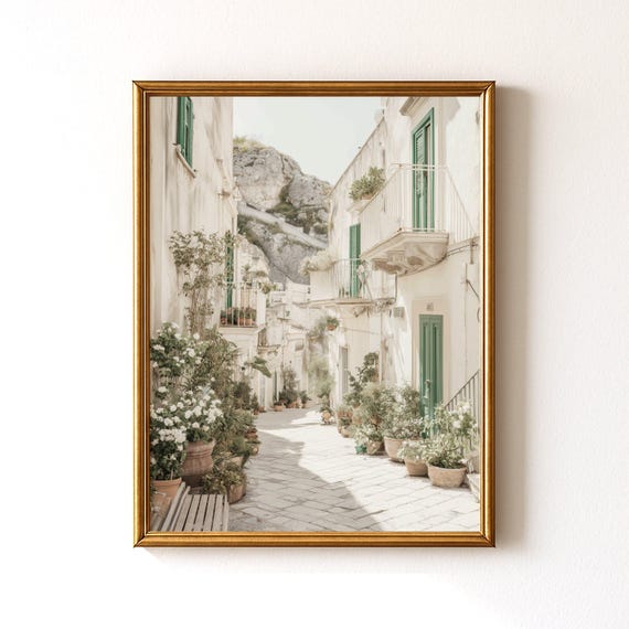 Italy Village Print, Mediterranean Italian Art (Digital Download Printable Wall Art)