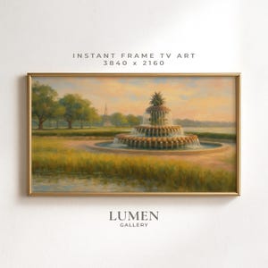 Charleston Pineapple Fountain Frame TV Art, South Carolina Waterfront Park (Digital Download 4K 3840x2160)