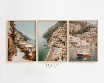 Amalfi Coast Positano Print Set of 3, Mediterranean Italy (Digital Download Printable Wall Art)