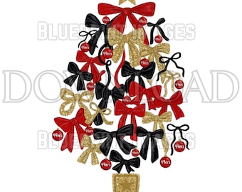 Árbol de Navidad con lazo (Diseño de sublimación / Descarga digital / Camiseta para mujer y niño PNG / 49ers svg / fútbol