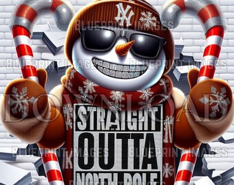 Muñeco de nieve invernal estilo arte callejero PNG: archivo transparente de alta resolución para DTF, sublimación y transferencia térmica.