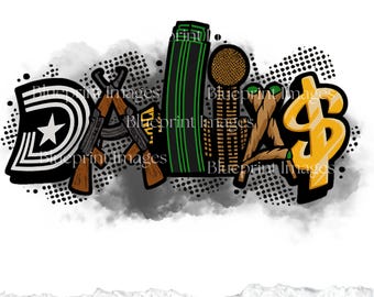 PNG estilo arte callejero de Dallas: archivo transparente de alta resolución para DTF, sublimación y transferencia térmica