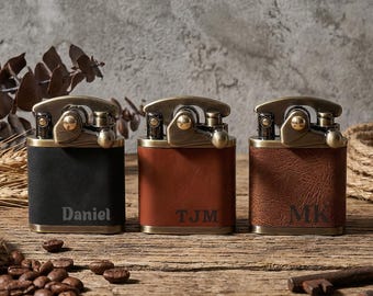 Custom Leather Lighter for Men – Personalized Groomsmen Gift, Wedding Gift, Unique Father’s Day Gift for Him