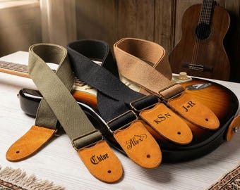 Personalized Guitar Strap,Custom Engraved Guitar Strap, Leather Guitar Strap, Electric Guitar Strap, Gift for Musician, Boyfriend Gift