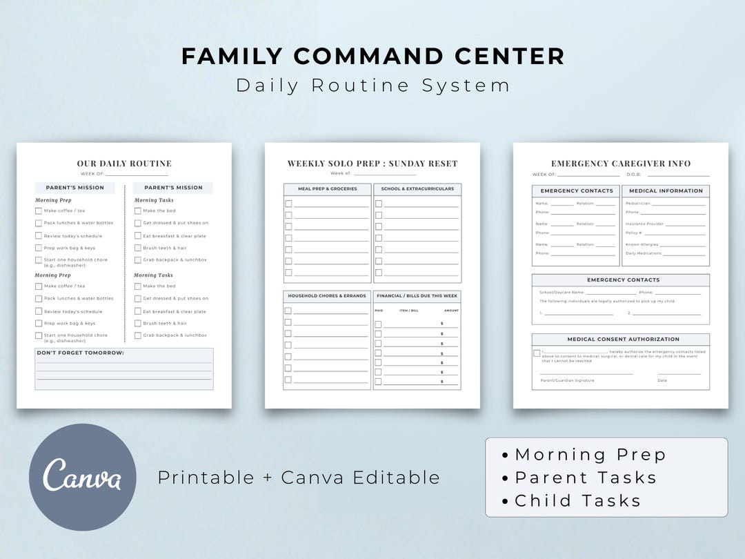 Daily Routine Parent Single Parent Planner, Daily Routine, Babysitter Guide (canva Editable ...